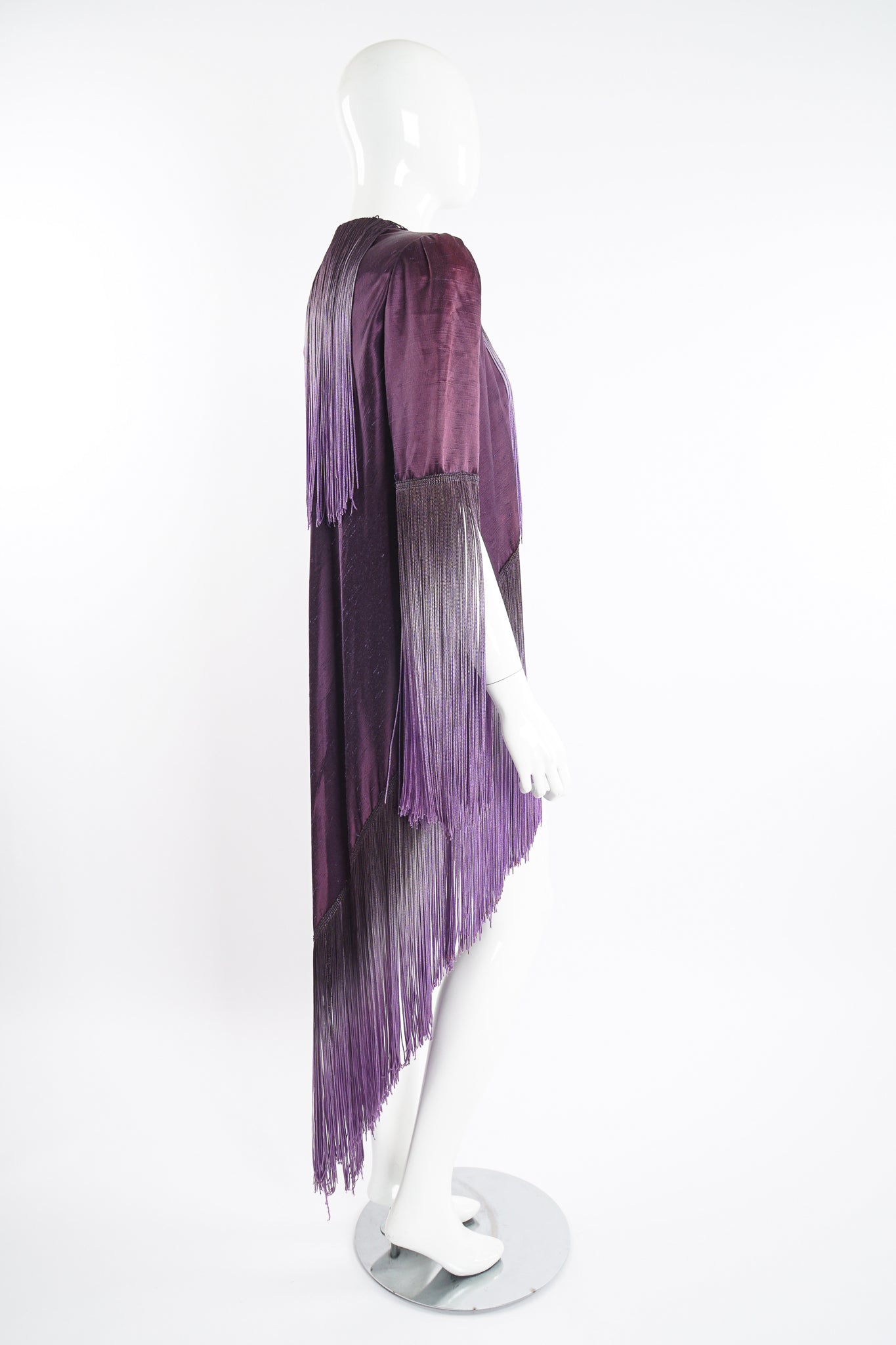 Vintage Ombré Fringe Shawl Jacket on Mannequin side at Recess Los Angeles