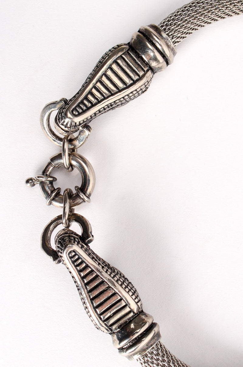 Vintage Silver Alligator Mesh Collar Necklace clasp at Recess Los Angeles