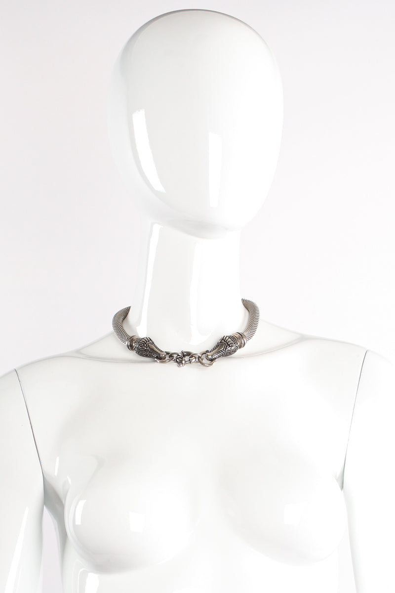 Vintage Silver Alligator Mesh Collar Necklace on mannequin at Recess Los Angeles