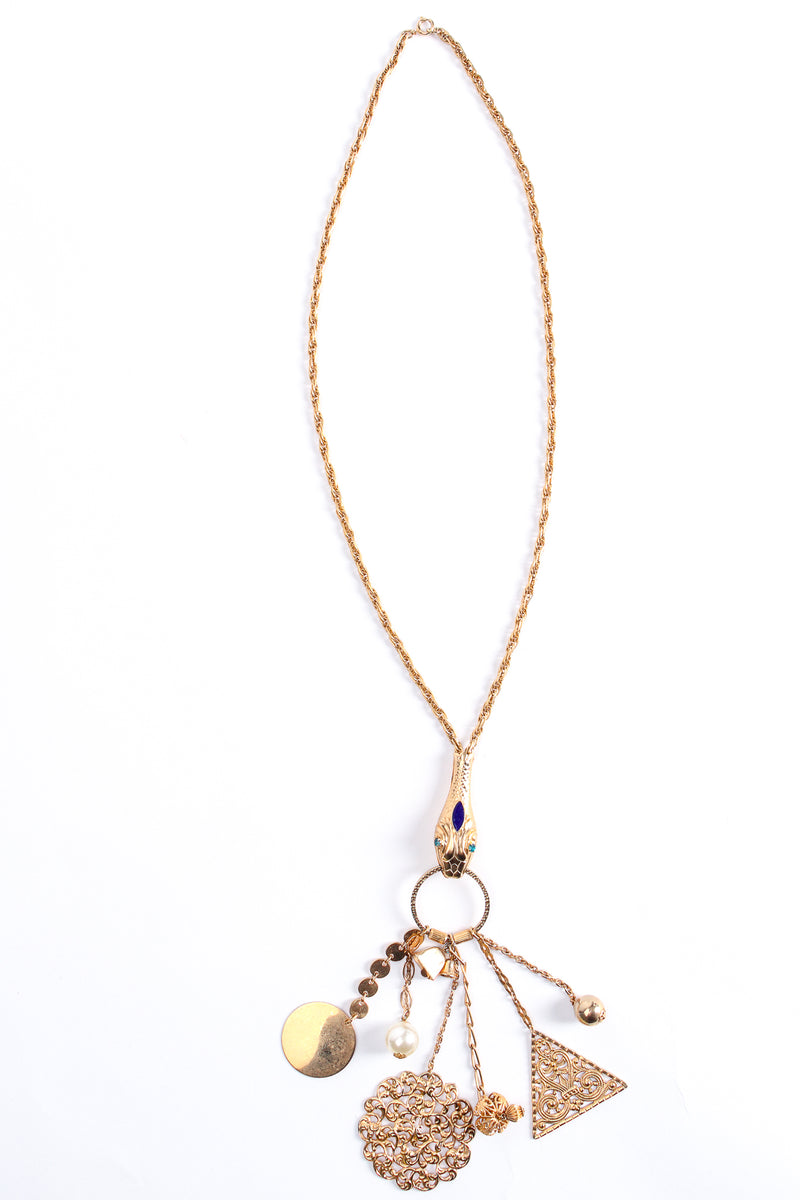 Vintage Snake Charm Fob Pendant Necklace at Recess Los Angeles