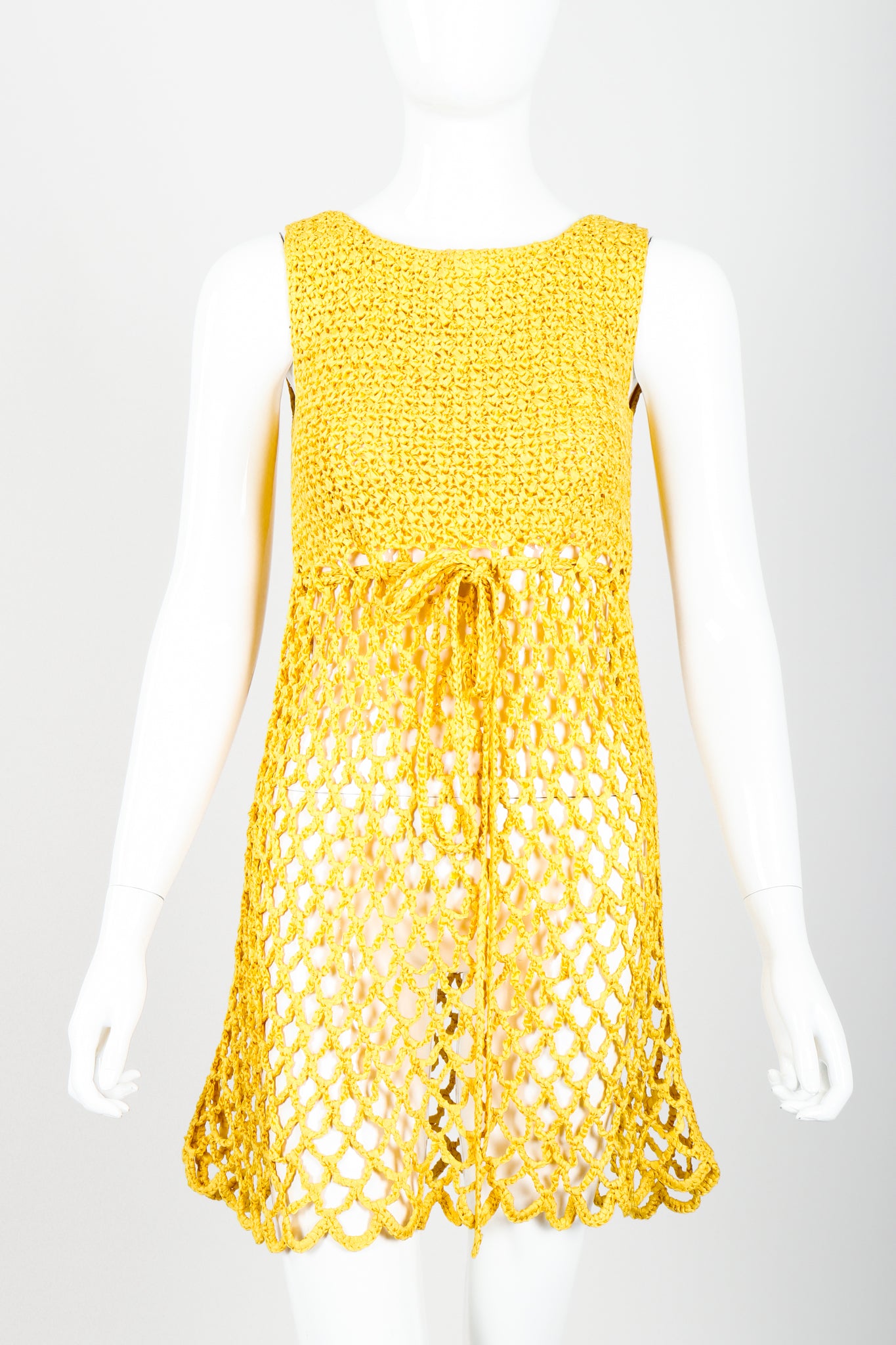 Vintage Crochet Net Dress Swim Coverup on Mannequin front crop at Recess Los Angeles
