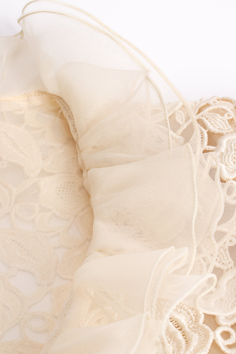 Vintage Nolan Miller Dynasty Lace Ruffle Bridal Wedding Jacket collar detail at Recess LA