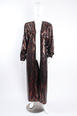 Vintage Nolan Miller Paisley Sequin Duster Coat on mannequin front at Recess Los Angeles