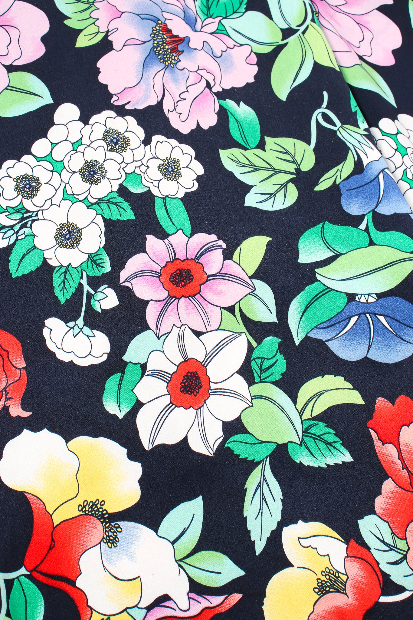 Vintage Nolan Miller Floral Silk Poncho & Pant Lounge Set fabric print at Recess LA