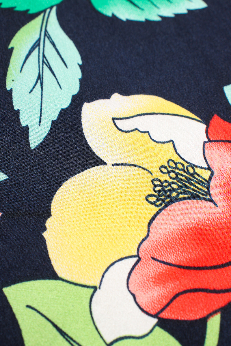 Vintage Nolan Miller Floral Silk Poncho & Pant Lounge Set fabric detail at Recess LA