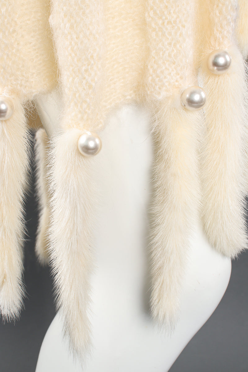 Vintage Nordstrom Fur Trim Batwing Sweater Cape Coat on Mannequin pearl detail at Recess LA
