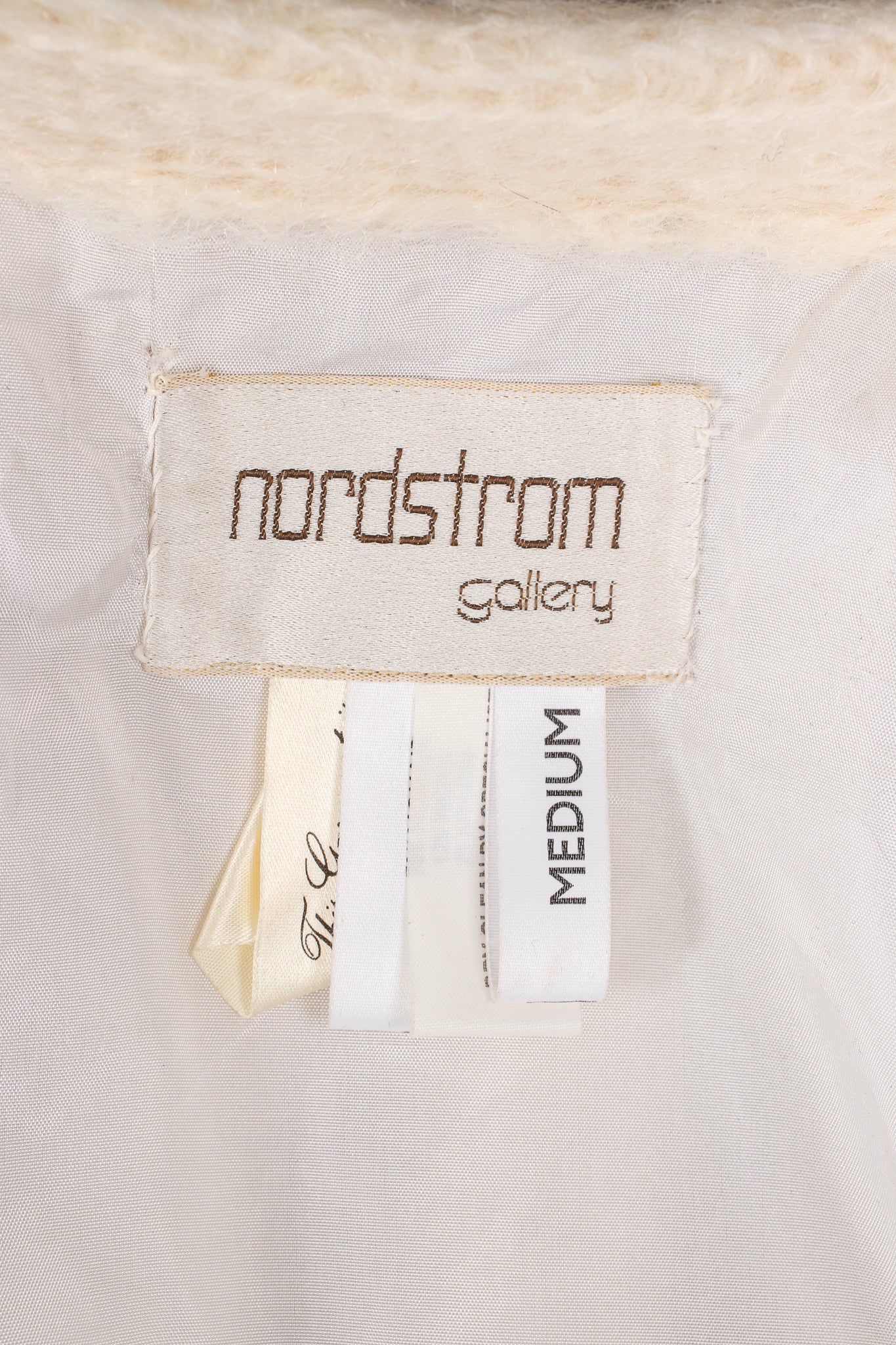 Vintage Nordstrom Fur Trim Batwing Sweater Cape Coat labels at Recess Los Angeles