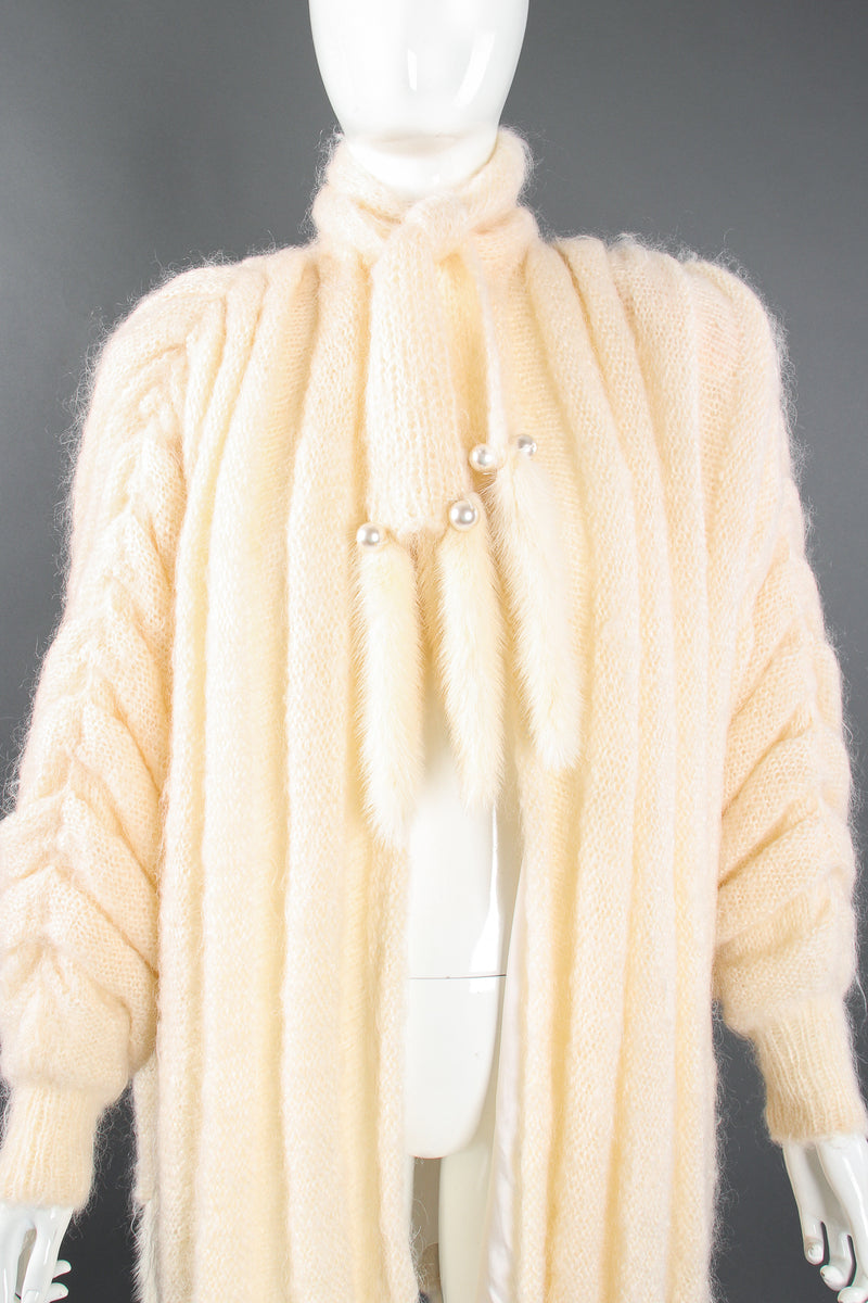 Vintage Nordstrom Fur Trim Batwing Sweater Cape Coat on Mannequin crop at Recess Los Angeles