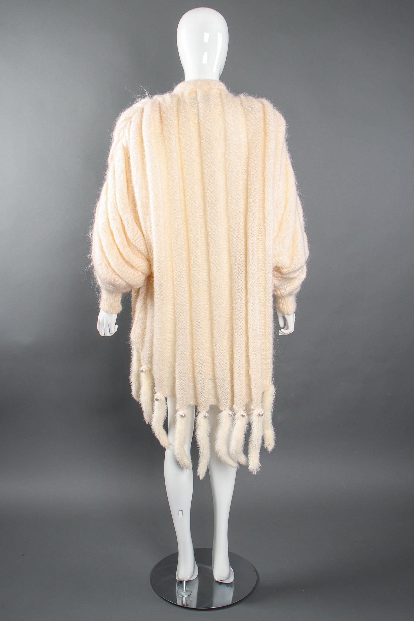 Vintage Nordstrom Fur Trim Batwing Sweater Cape Coat on Mannequin back at Recess Los Angeles