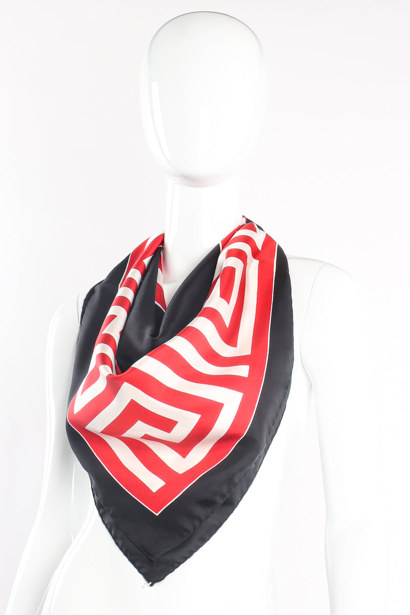 Vintage Norman Norell Wide Greek Key Scarf on mannequin at Recess Los Angeles