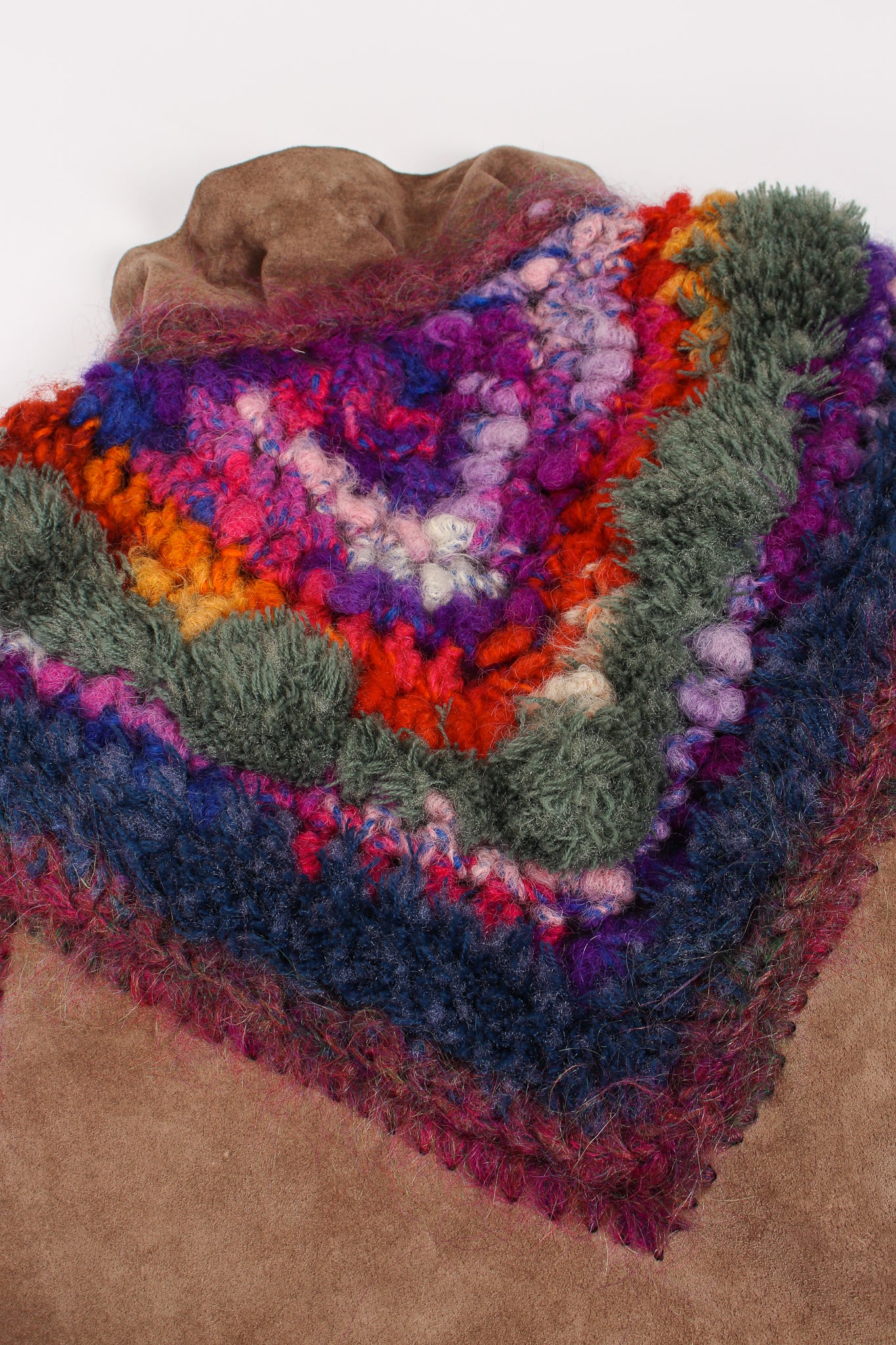 Vintage Norma Canada Rainbow Crochet Nubuck Jacket back yoke at Recess Los Angeles
