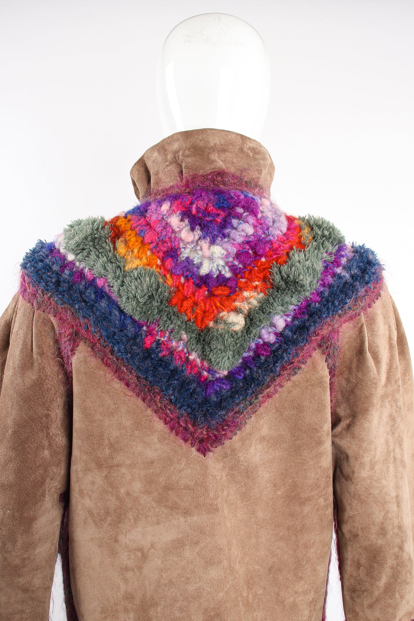 Vintage Norma Canada Rainbow Crochet Nubuck Jacket on Mannequin back yoke at Recess Los Angeles