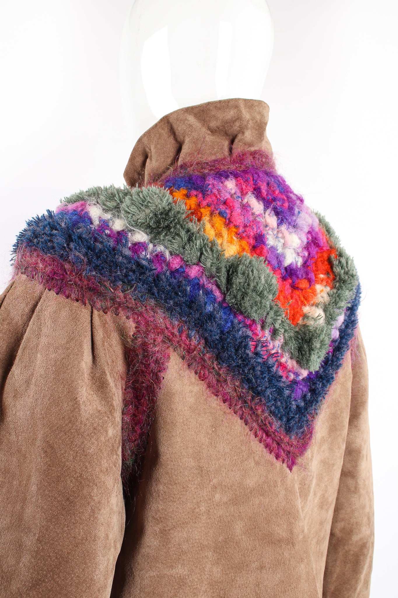 Vintage Norma Canada Rainbow Crochet Nubuck Jacket on Mannequin yoke at Recess Los Angeles