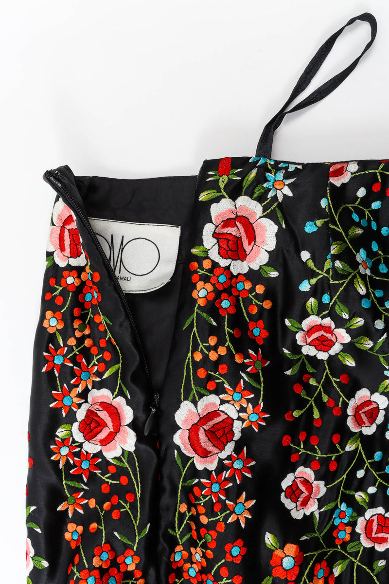 Vintage Norma Kamali Silk Embroidered Floral Skirt zipper/hanger strap @ Recess Los Angeles