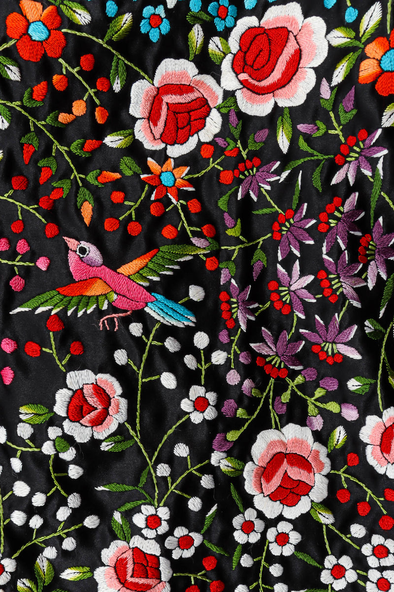 Vintage Norma Kamali Silk Embroidered Floral Skirt print close @ Recess Los Angeles