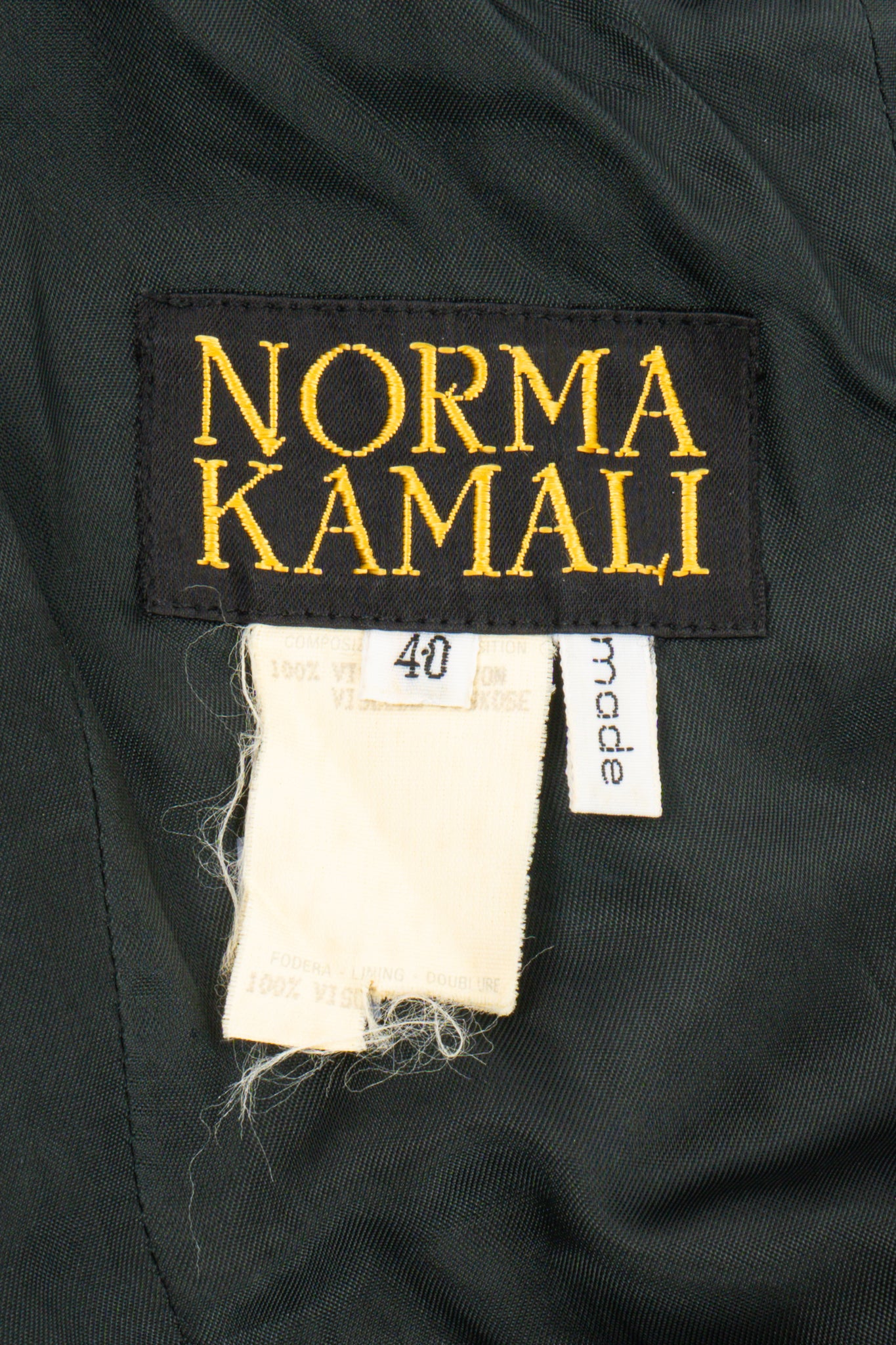 Vintage Norma Kamali Strapless Fringe Shimmy Sheath label at Recess Los Angeles