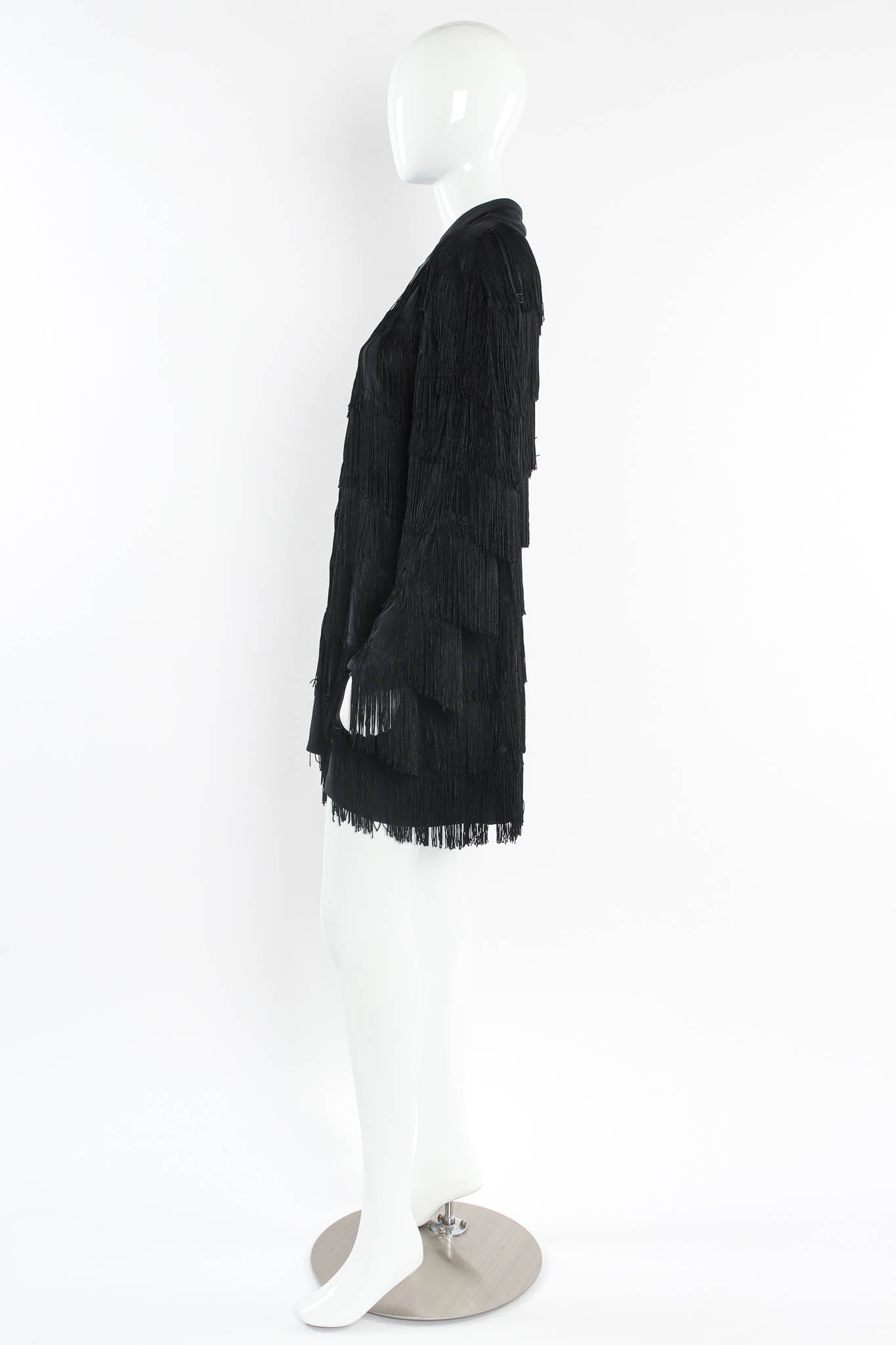 Vintage Norma Kamali Tiered Layered Fringe Jacket mannequin side @ Recess LA