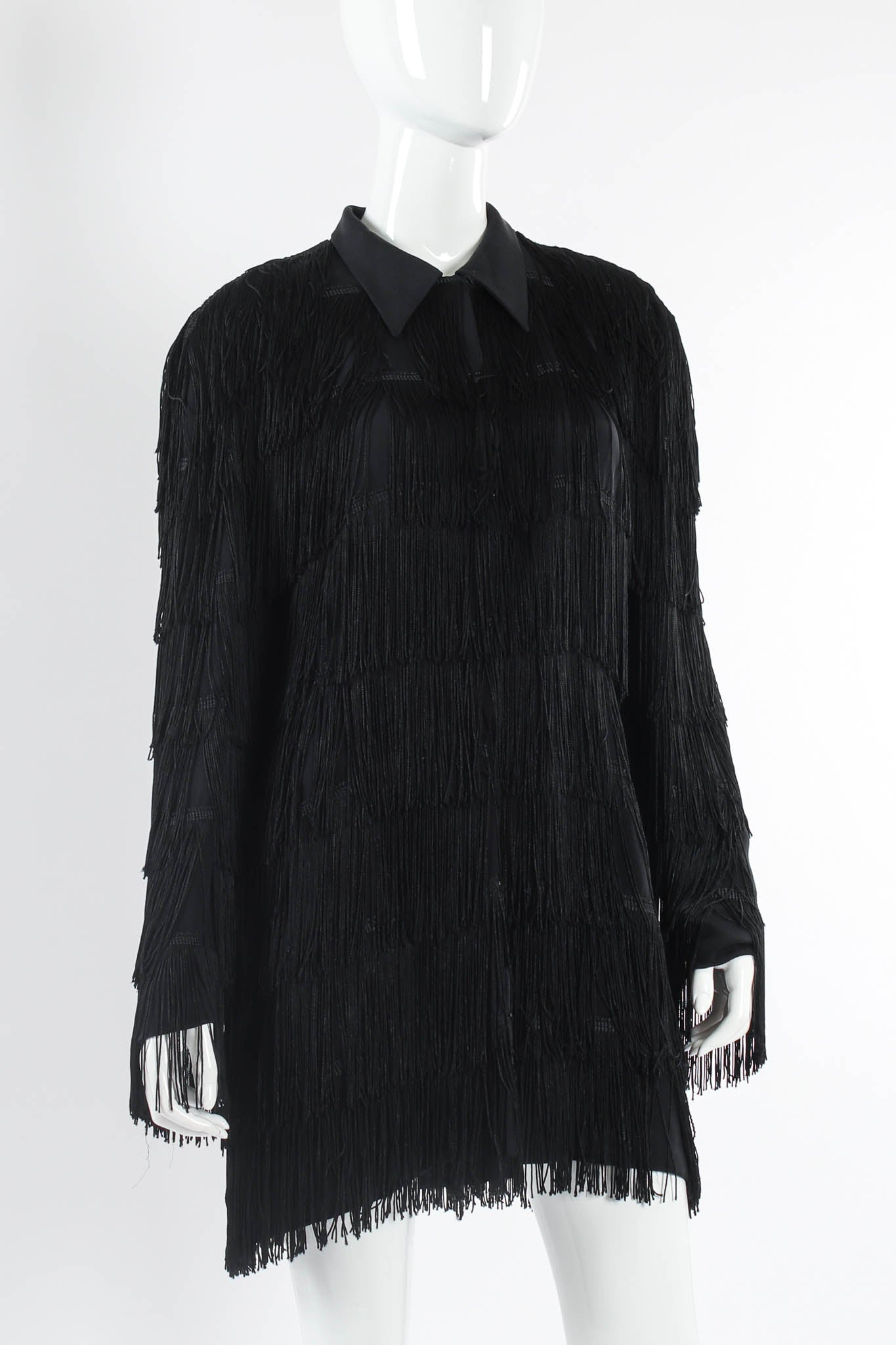 Vintage Norma Kamali Tiered Layered Fringe Jacket mannequin close up @ Recess LA