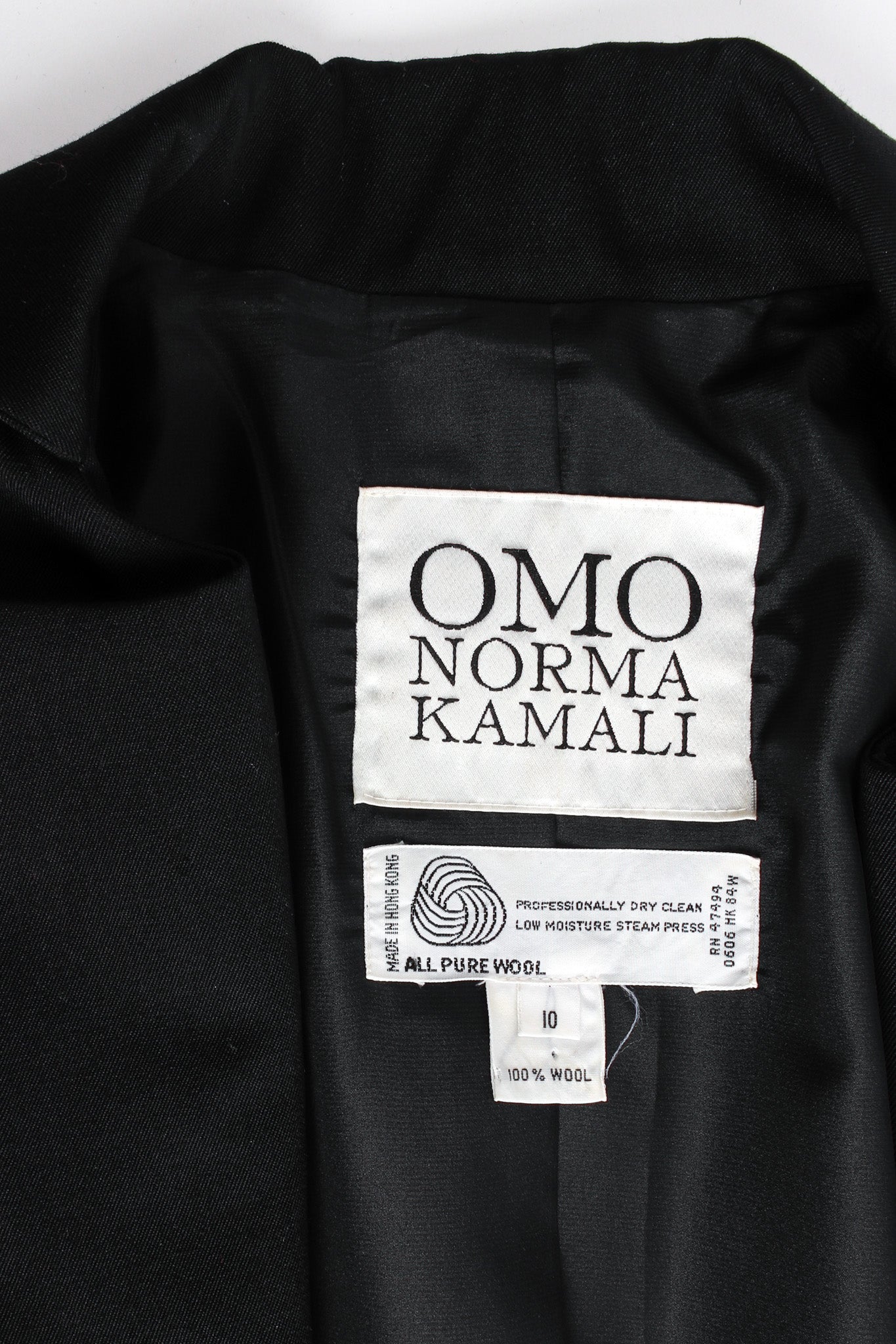 Vintage Omo by Norma Kamali Wide Lapel Wool Blazer tags @ Recess LA