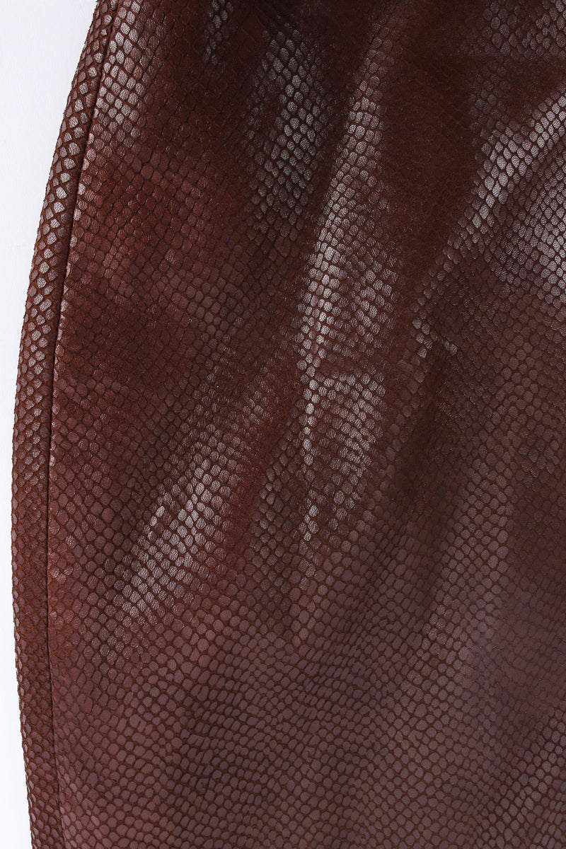 Vintage Omo Norma Kamali Snake Embossed Leather Skirt leather close @ Recess LA