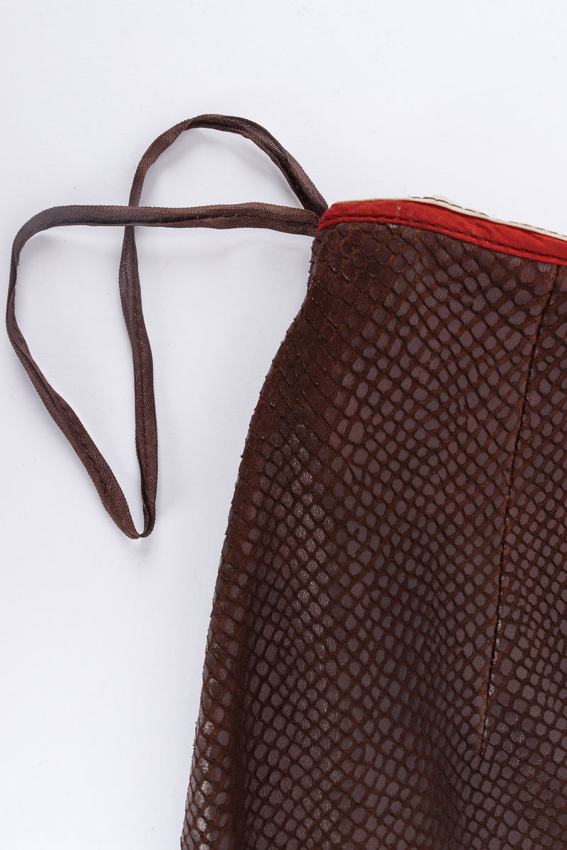 Vintage Omo Norma Kamali Snake Embossed Leather Skirt hanger strap/waistline close @ Recess LA