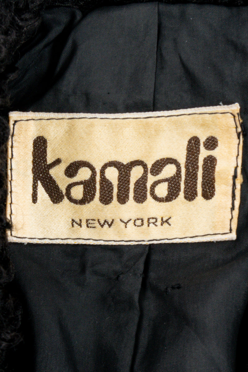 Vintage Norma Kamali Curly Faux Fur Bolero Jacket label at Recess Los Angeles