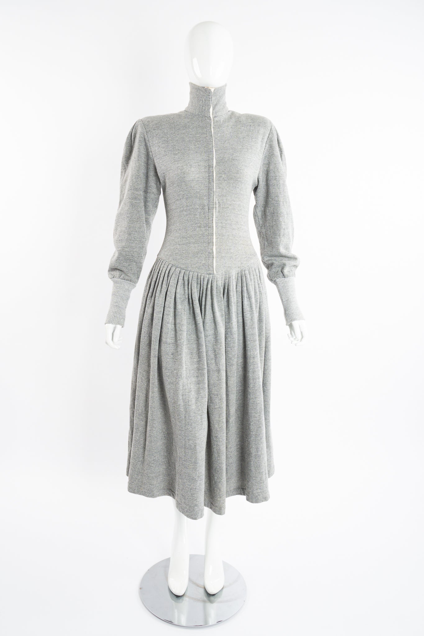 Vintage Norma Kamali Iconic Fleece Sweatshirt Dress on Mannequin front at Recess Los Angeles