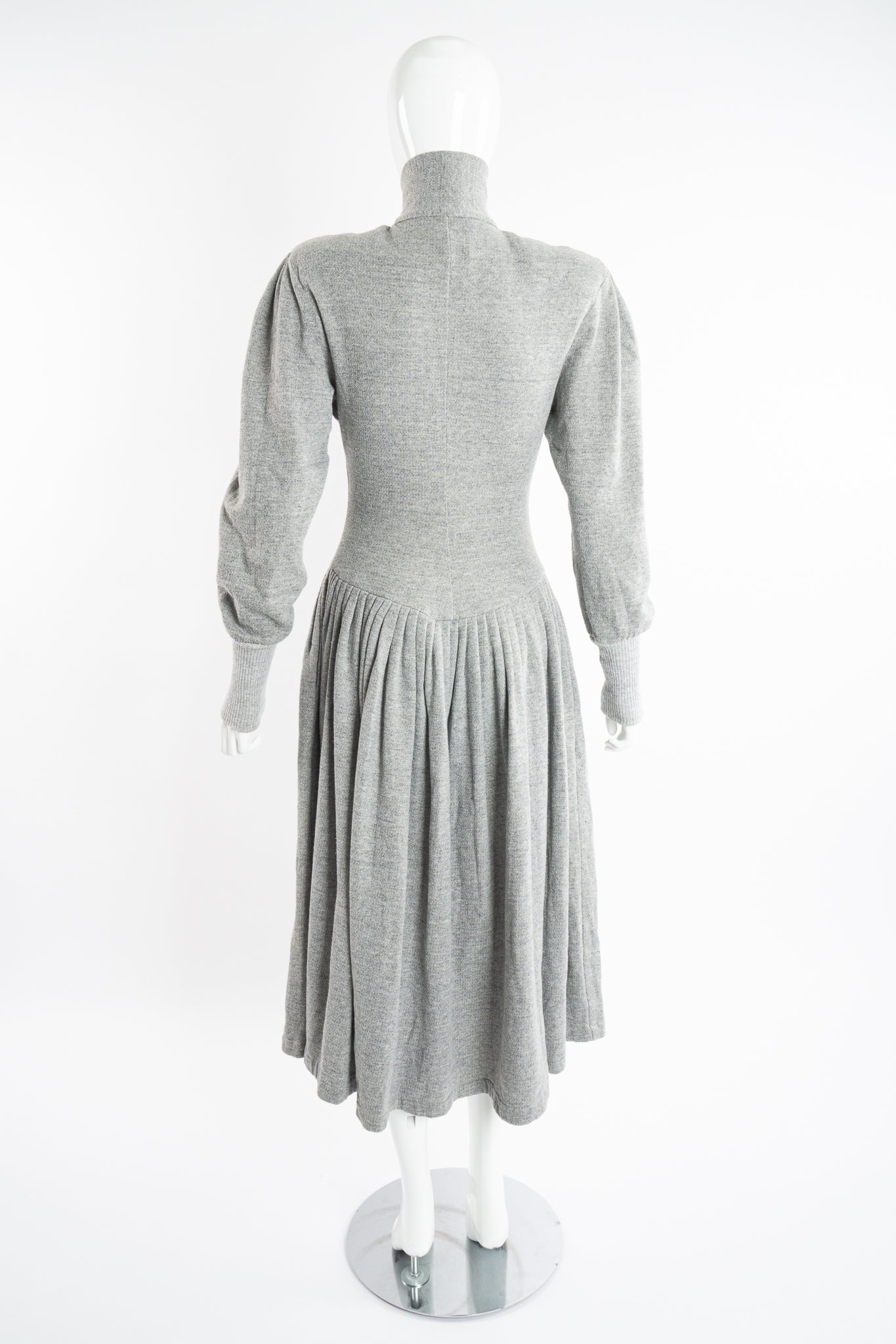 Vintage Norma Kamali Iconic Fleece Sweatshirt Dress on Mannequin back at Recess Los Angeles