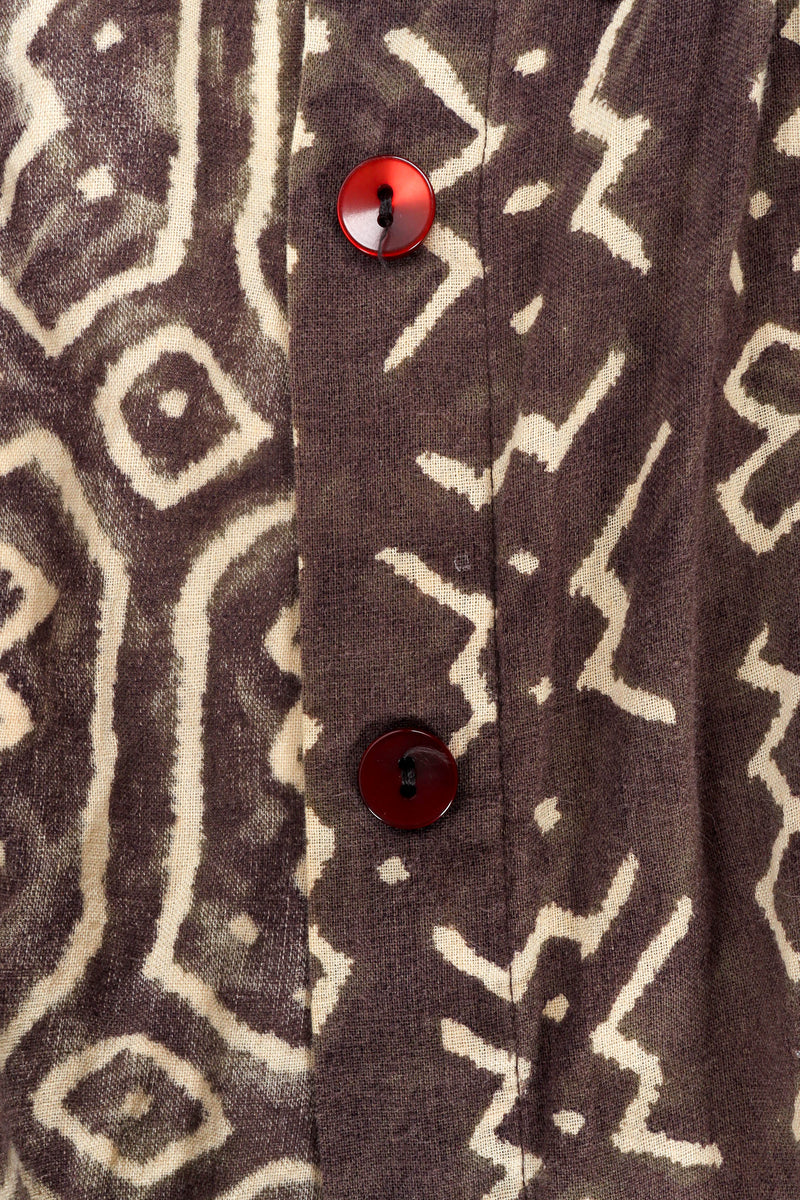 Vintage Norma Kamalli Ikat Print Harem Jumpsuit button detail @ Recess LA
