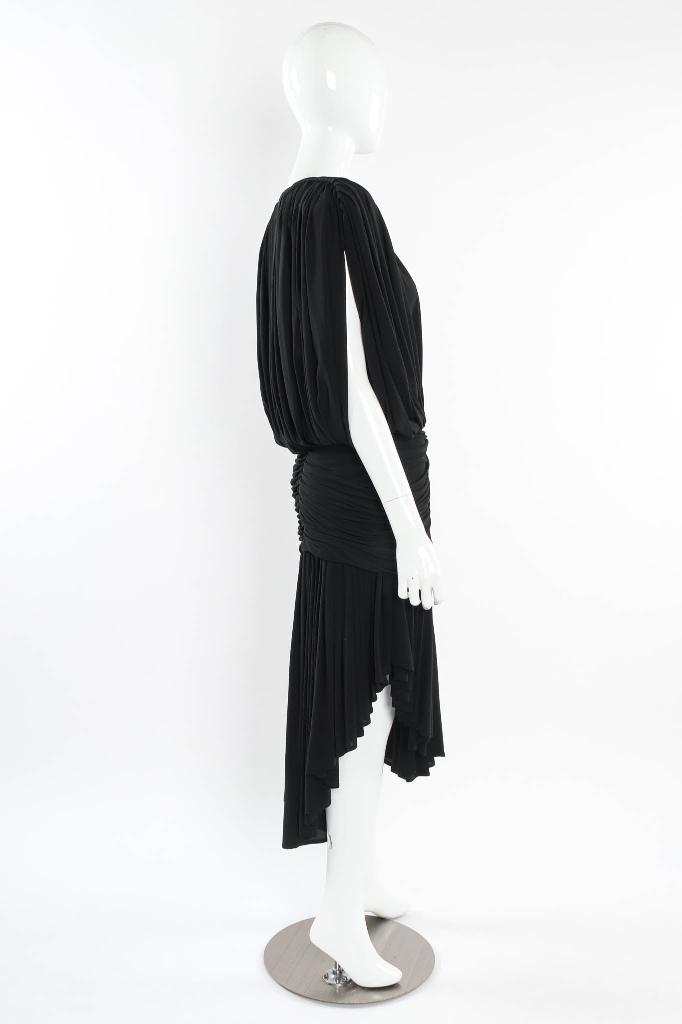 Vintage Norma Kamali Gathered Ruched Drape Dress mannequin side @ Recess Los Angeles