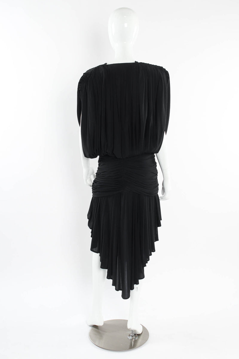 Vintage Norma Kamali Gathered Ruched Drape Dress mannequin back @ Recess Los Angeles