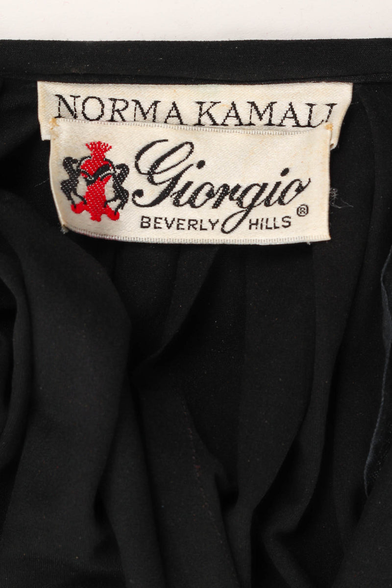 Vintage Norma Kamali Gathered Ruched Drape Dress label @ Recess Los Angeles