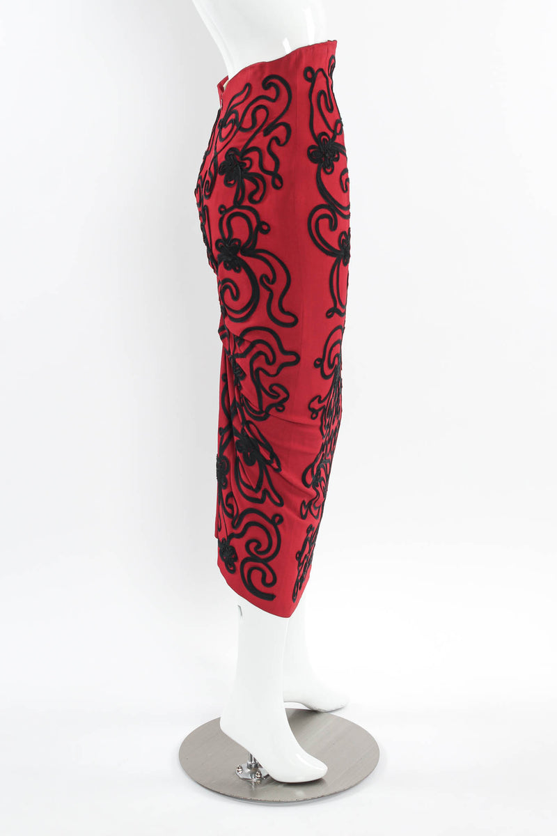 Vintage Norma Kamali Floral Soutache Braid Pencil Skirt mannequin side @ Recess LA