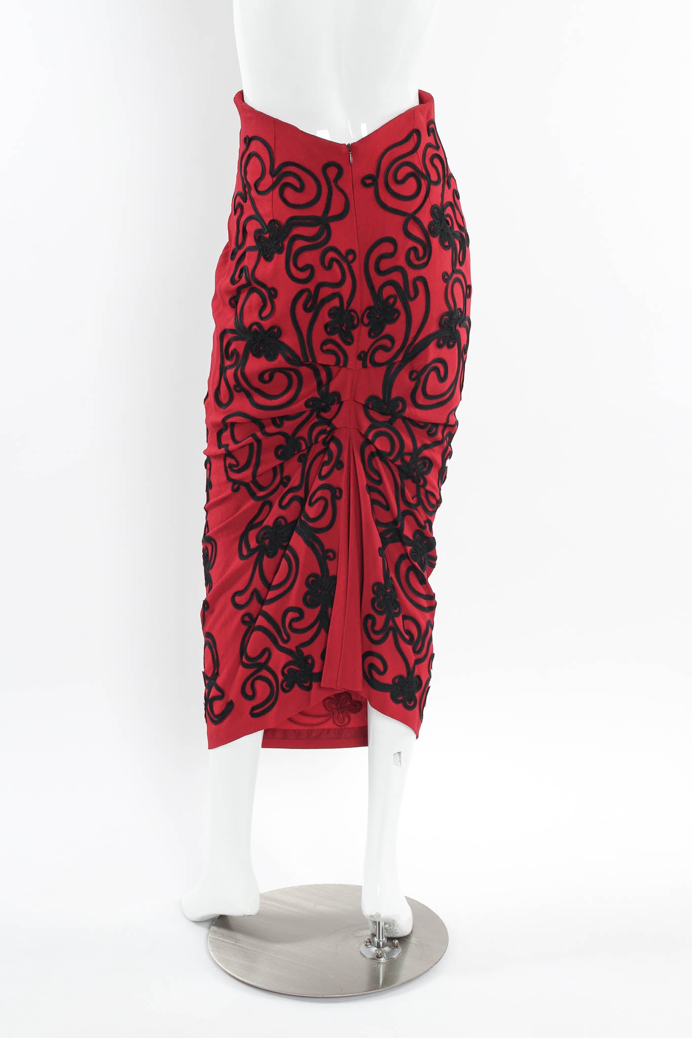 Vintage Norma Kamali Floral Soutache Braid Pencil Skirt mannequin back @ Recess LA