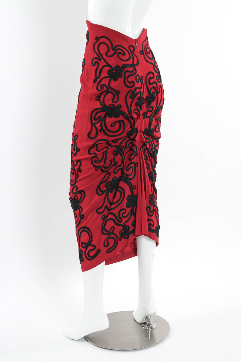 Vintage Norma Kamali Floral Soutache Braid Pencil Skirt mannequin back angle @ Recess LA