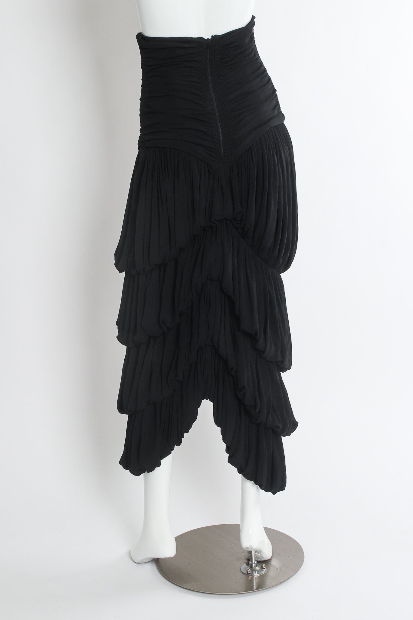 Vintage Omo Norma Kamali Parachute Drape Tiered Skirt mannequin back @ Recess Los Angeles