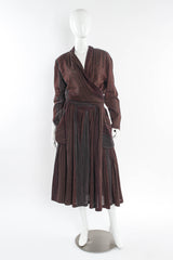 Vintage Norma Kamali Stripe Wrap Top & Suspender Skirt mannequin front set @ Recess LA