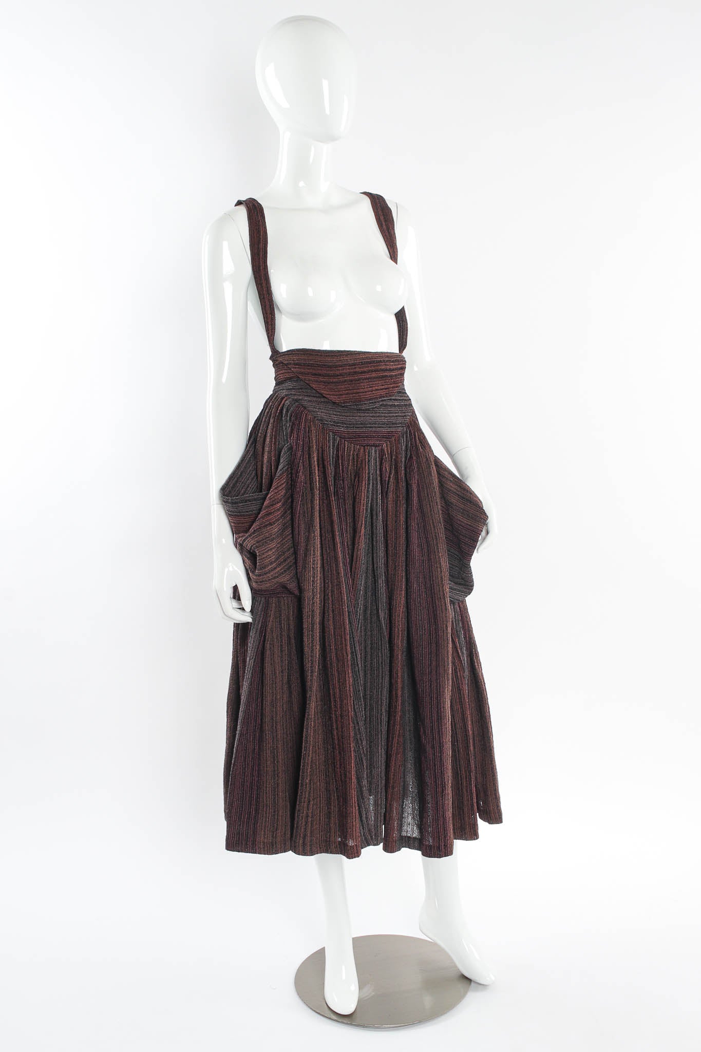 Vintage Norma Kamali Stripe Wrap Top & Suspender Skirt Set mannequin skirt angle @ Recess LA