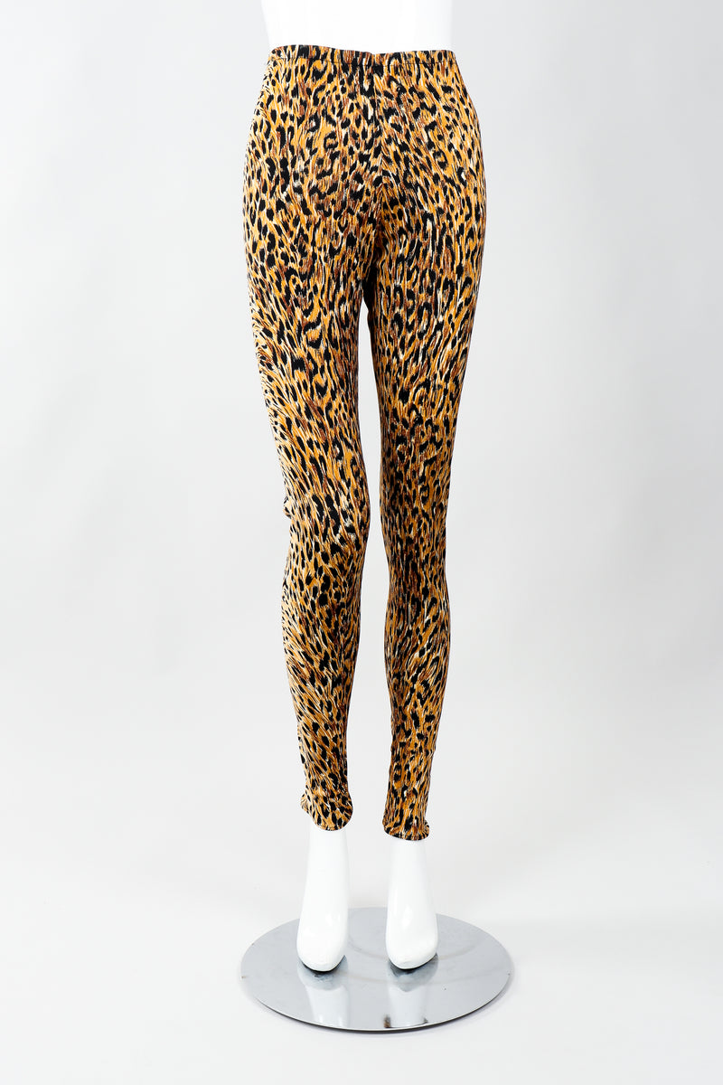 Vintage Norma Kamali Slinky Cheetah Print Top & Pant Leisure Set, Pant on Mannequin, at Recess