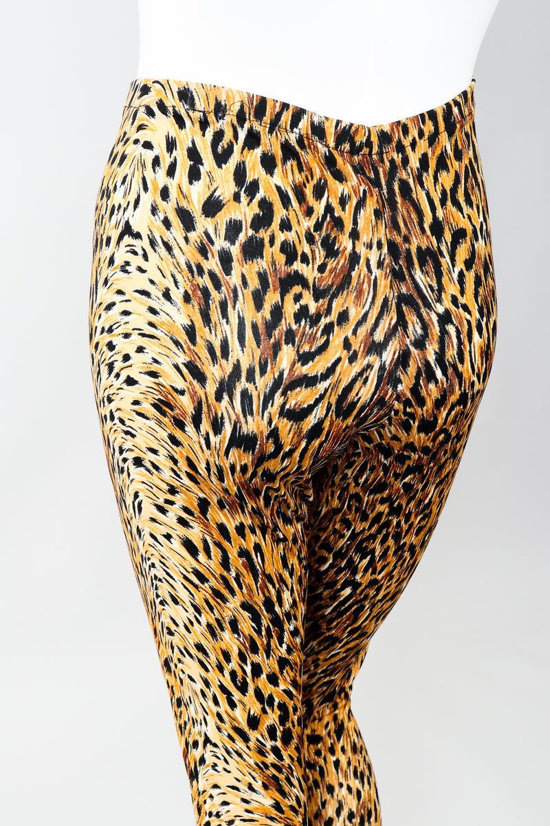 Vintage Norma Kamali Slinky Cheetah Print Top & Pant Leisure Set, Pant Rear View, at Recess