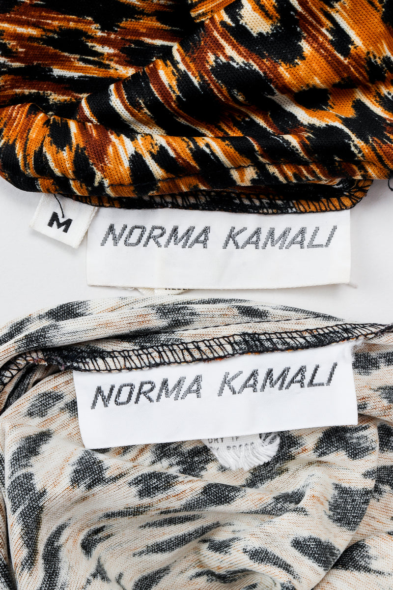 Vintage Norma Kamali Slinky Cheetah Print Top & Pant Leisure Set Labels