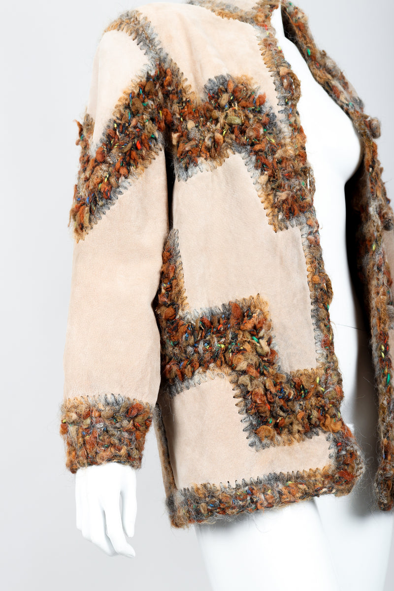 Vintage Norma Persian Lamb Fur Reversible Patchwork Jacket on Mannequin Suede Crop at Recess