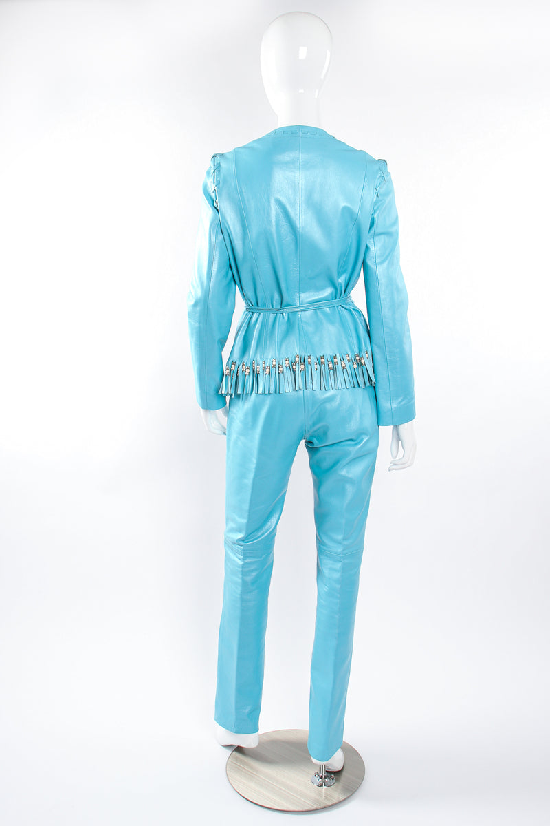 Vintage Michael Hoban North Beach Leather Fringed Jacket & Pant Set on Mannequin back @ Recess LA