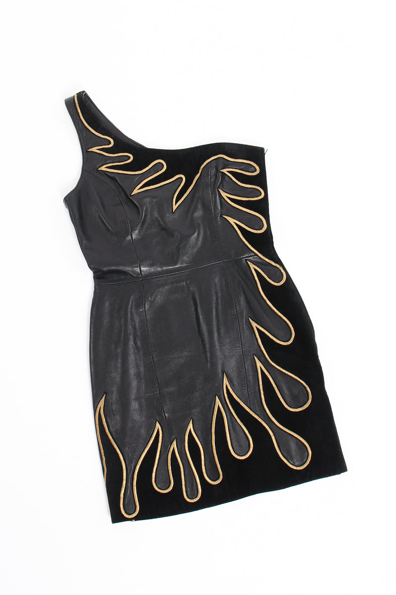 Vintage North Beach Leather One-Shoulder Leather Suede Flame Dress Recess Vintage North Beach Leather One-Shoulder Leather Suede Flame Dress Recess