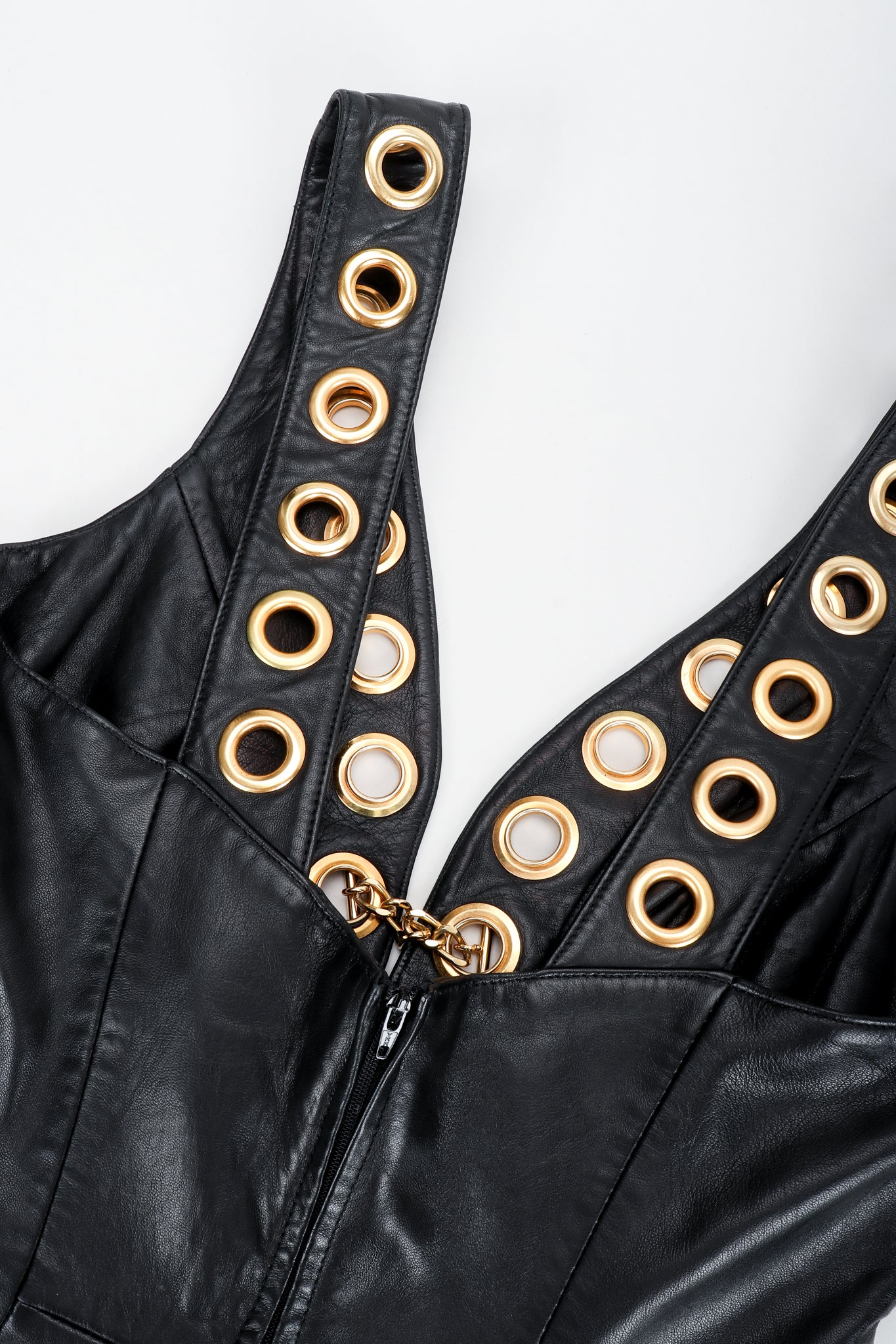Vintage Michael Hoban for North Beach Leather Leather Bodycon Dress Grommet Crop at Recess