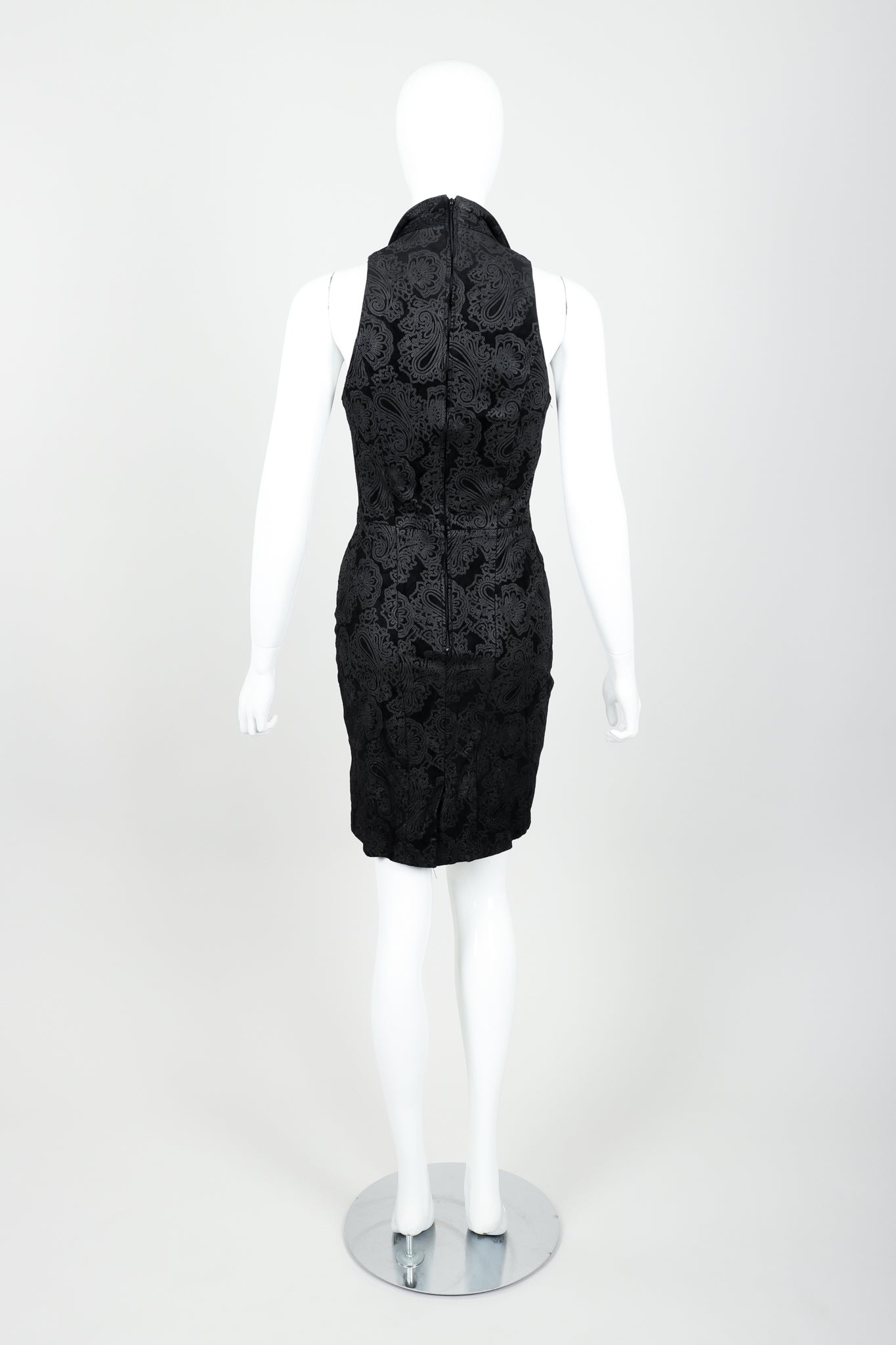 Vintage North Beach Leather Paisley Tuxedo Dress on Mannequin Back at Recess
