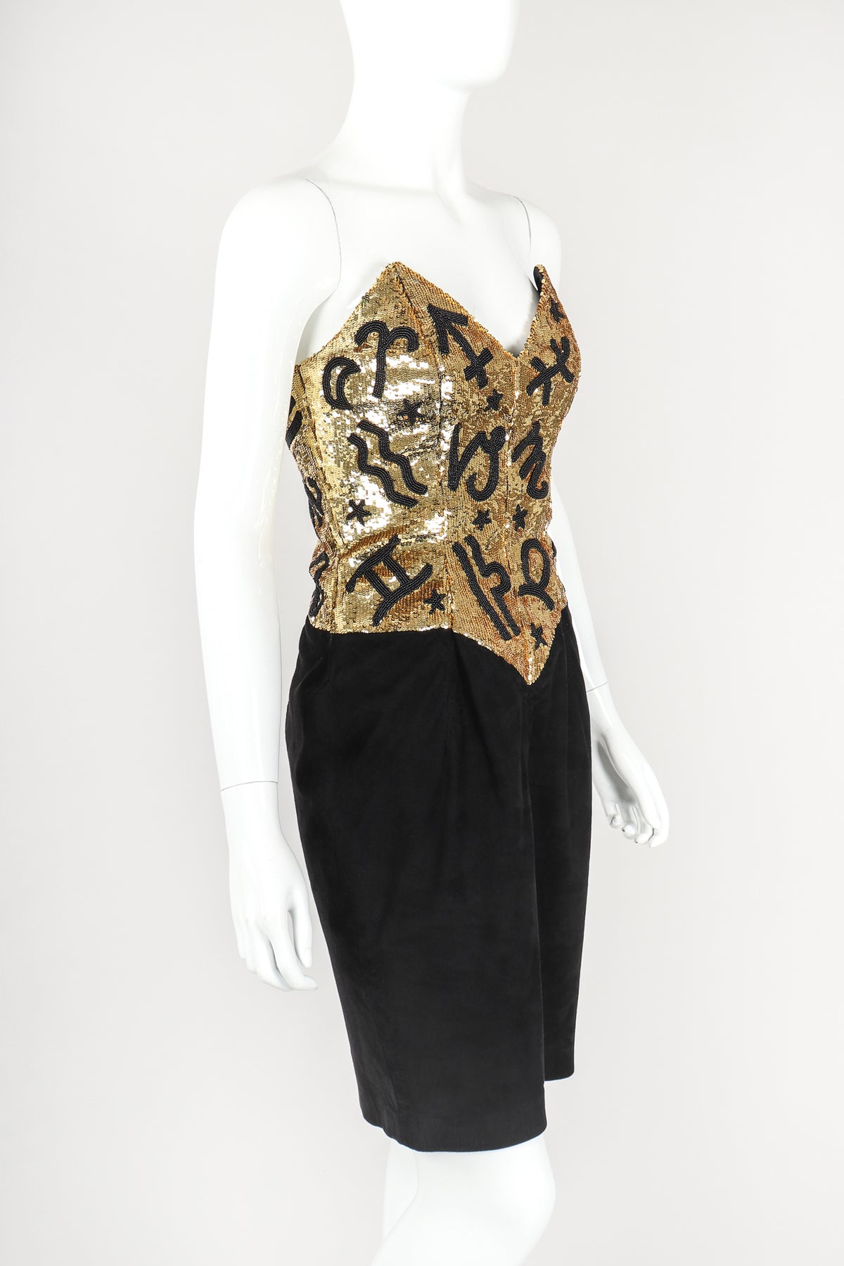 Vintage North Beach Leather Astrology Astrological Sequin Star Sign  Strapless Cocktail Dress Los Angeles – Recess