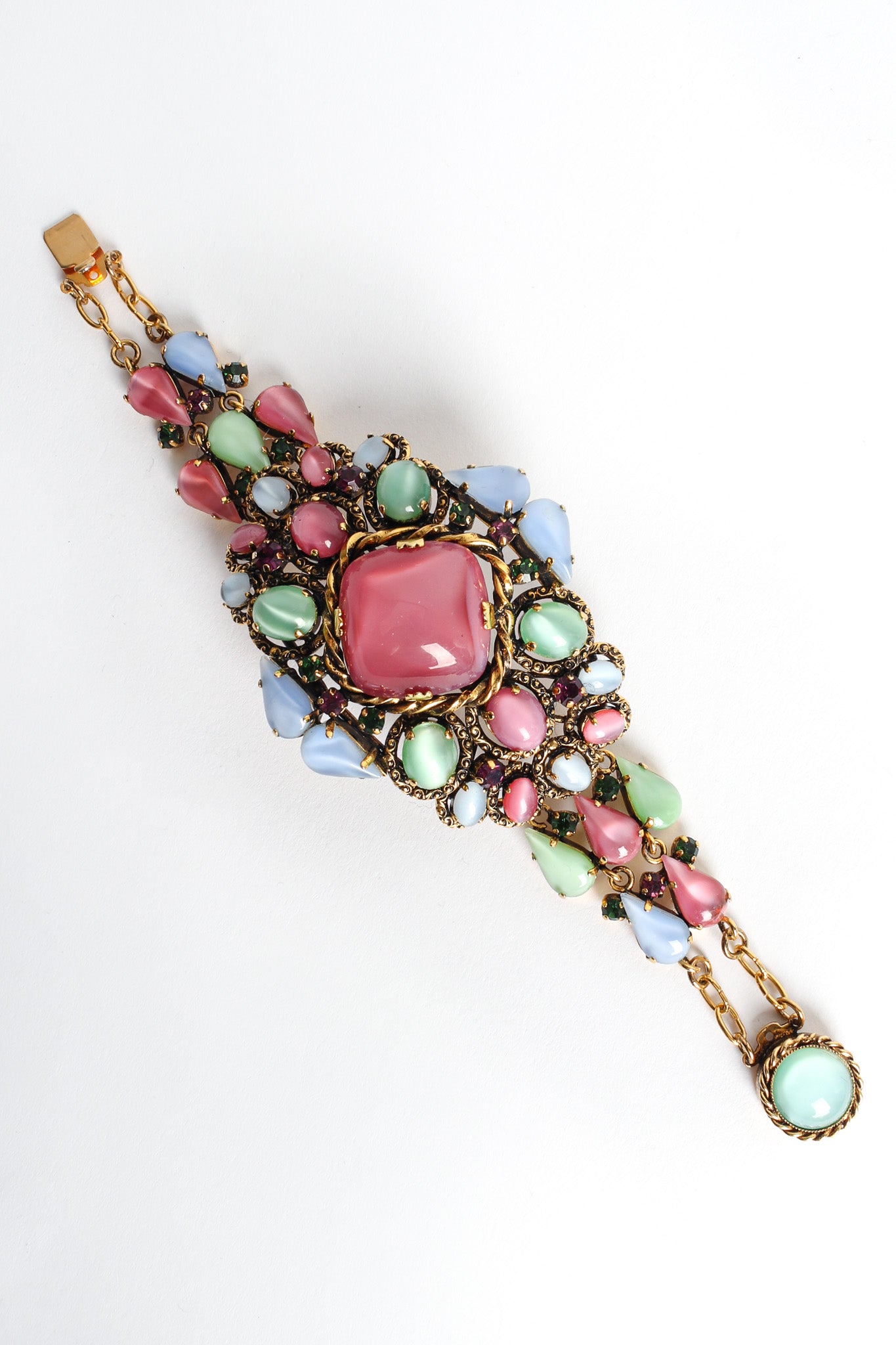 Vintage Novecento Pastel Glass Stone Bracelet front @ Recess LA