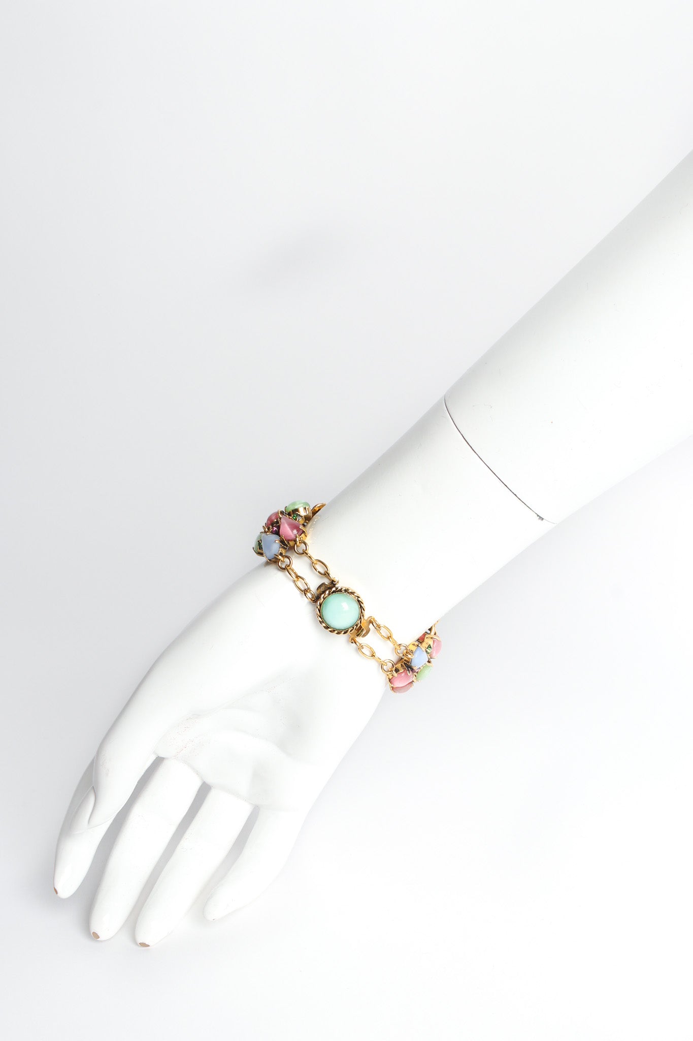 Vintage Novecento Pastel Glass Stone Bracelet on mannequin wrist back @ Recess LA