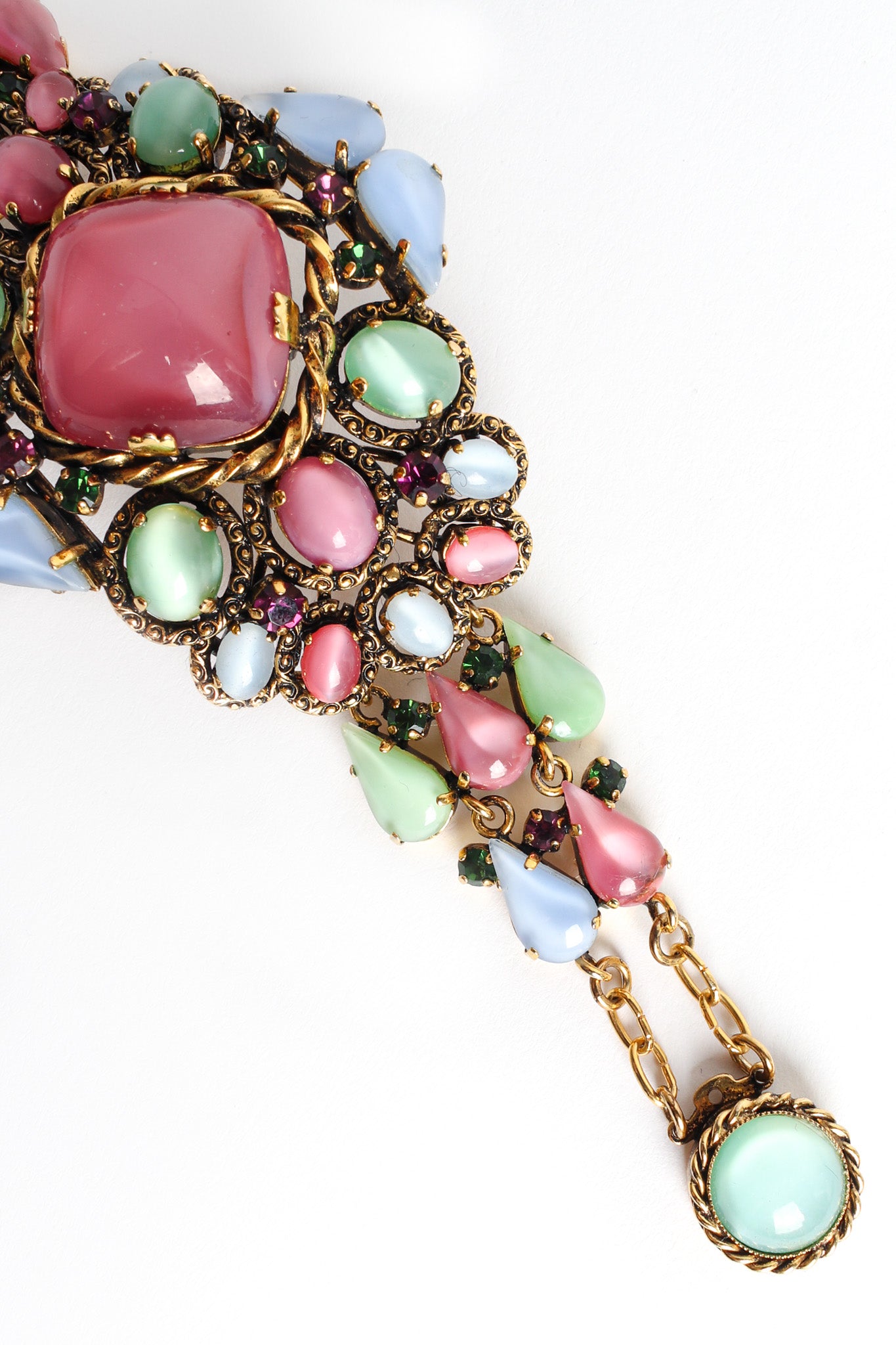 Vintage Novecento Pastel Glass Stone Bracelet jeweled close @ Recess LA